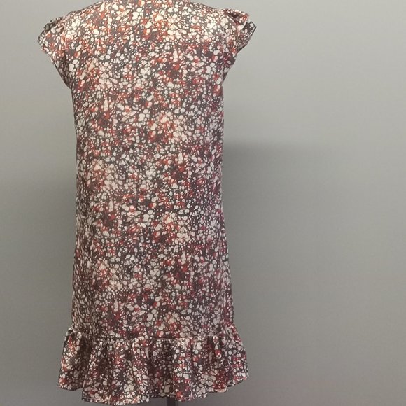 Tulle Anthropologie drop waist flower pattern shift dress ruffle hem sleeve sz M - Picture 2 of 8